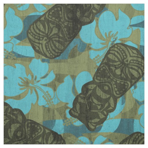 Ali'i Refuge Hawaiian Hibiscus Tiki Fabric