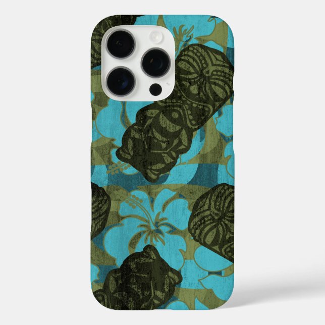 Ali'i Refuge Hawaiian Hibiscus Tiki Teal Case-Mate iPhone Case (Back)