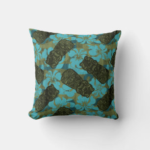 Ali'i Refuge Hawaiian Hibiscus Tiki Throw Pillow