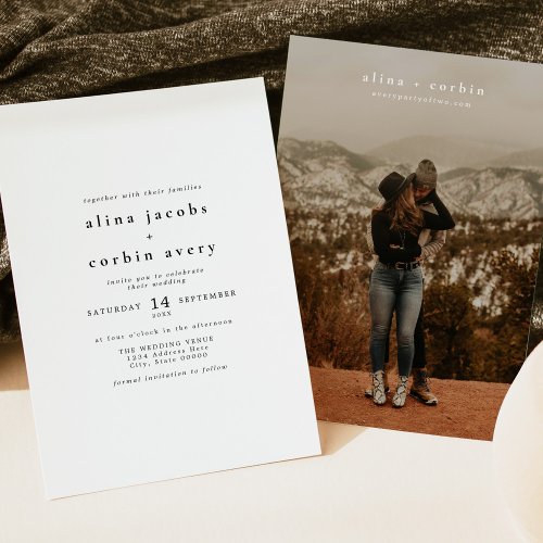 ALINA Classic Modern Minimalist Photo Wedding Invitation