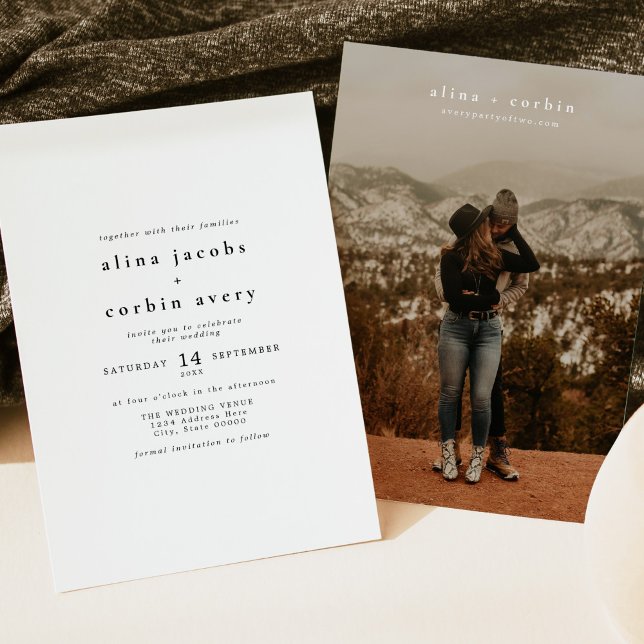 ALINA Classic Modern Minimalist Photo Wedding Invitation (Creator Uploaded)