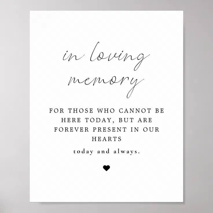 ALINA Minimalist In loving Memory Wedding Poster | Zazzle