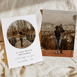 ALINA Modern Minimalist Simple Round Photo Holiday Card