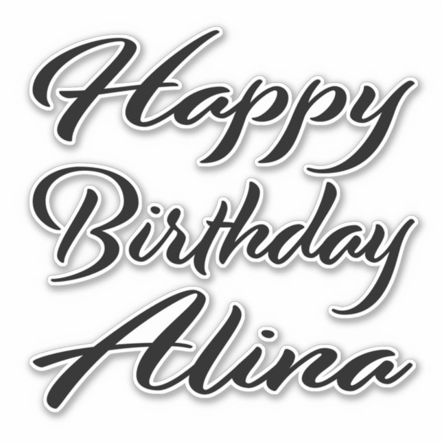 Alina name first name black Sticker birthday (Front)