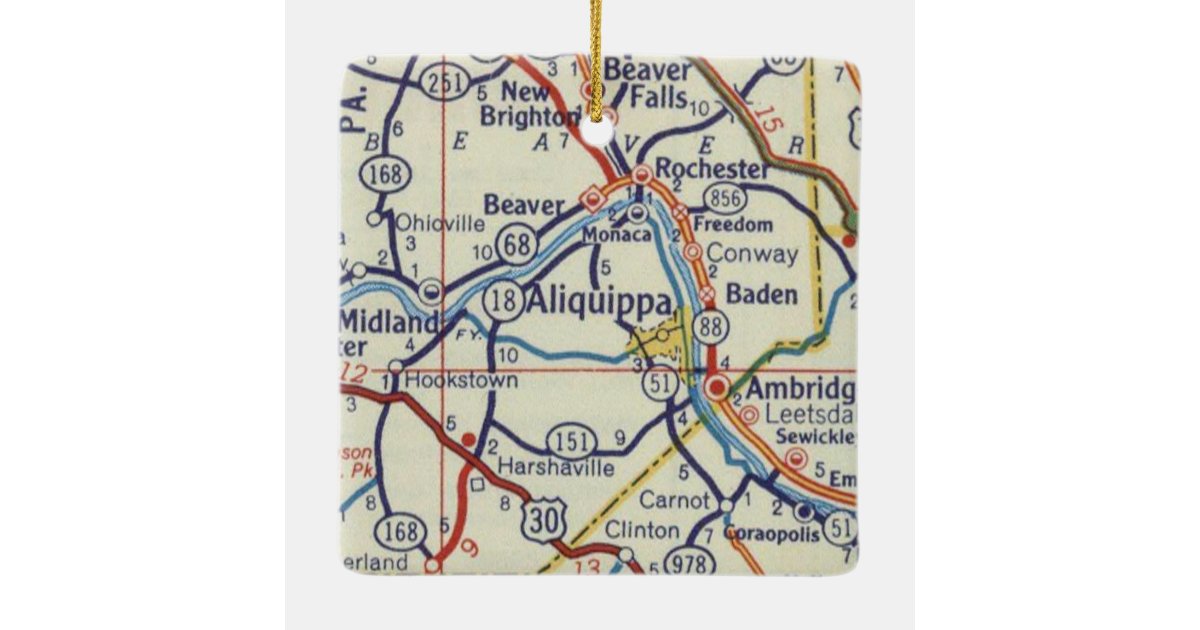 Aliquippa PA Vintage Map Ceramic Ornament Zazzle