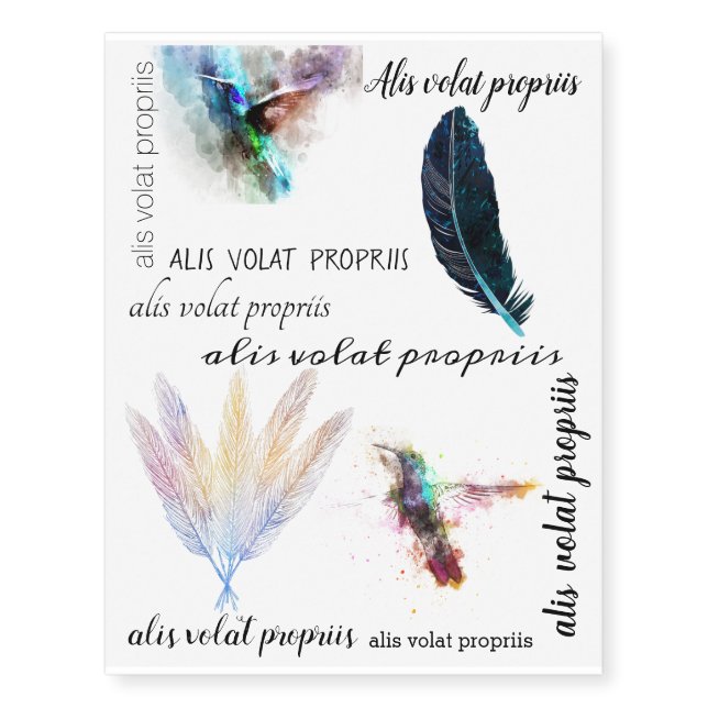 Alis volat propriis she flies with her own wings temporary tattoos (Front)