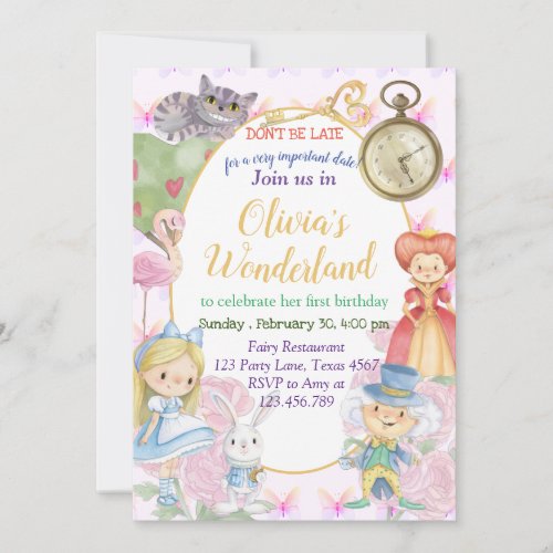 Alisa in Onederland invitation 