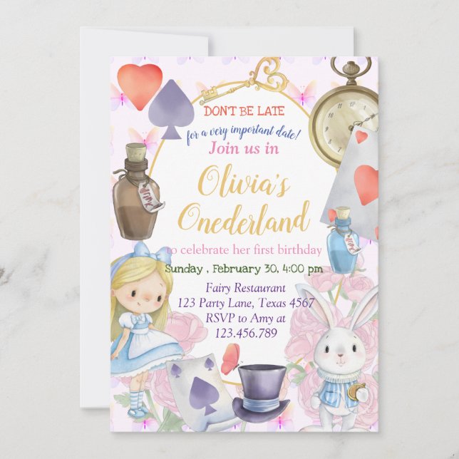 Alisa in Onederland Invitation (Front)