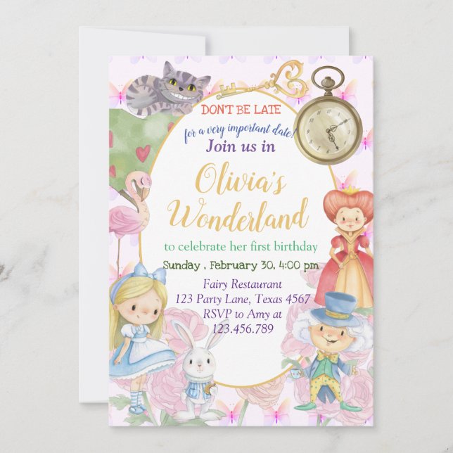 Alisa in Onederland Invitation (Front)
