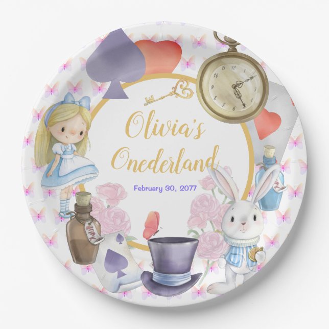 Alisa in Onederland Paper Plates (Front)