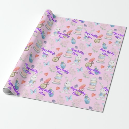Alisa in onederland party hat wrapping paper