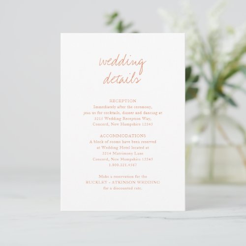 Alisha Apricot Botanical Elegant Wedding Enclosure Card