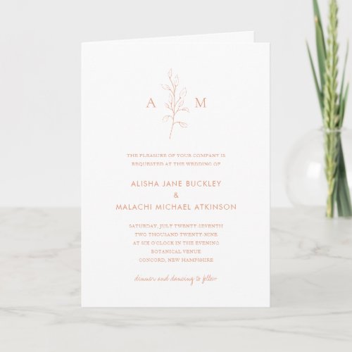 Alisha Apricot Botanical Elegant Wedding Invitation