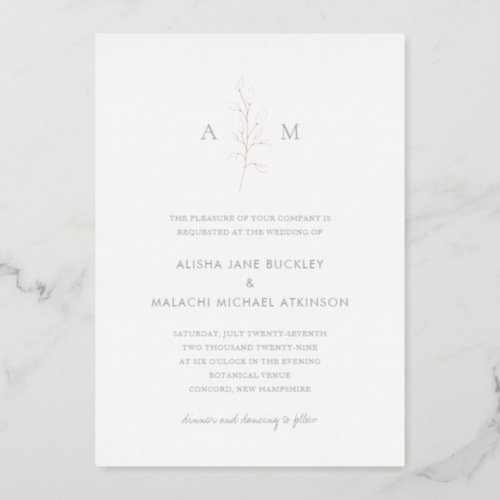 Alisha Botanical Elegant Wedding Foil Invitation