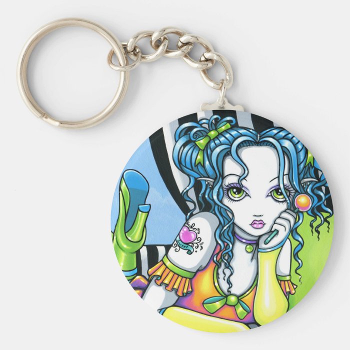 "Alisha" Candy Rainbow Parrot Fae Art Keychain