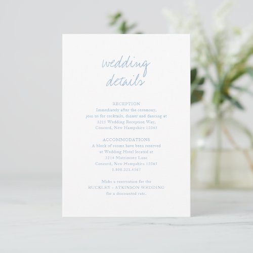 Alisha Dusty Blue Botanical Elegant Wedding Enclosure Card