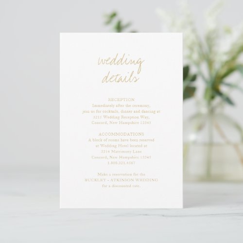 Alisha Gold Tan Botanical Elegant Wedding Enclosure Card