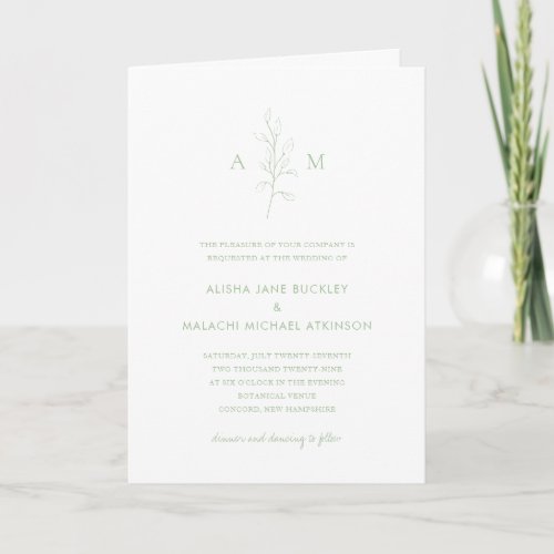 Alisha Sage Green Botanical Elegant Wedding Invitation