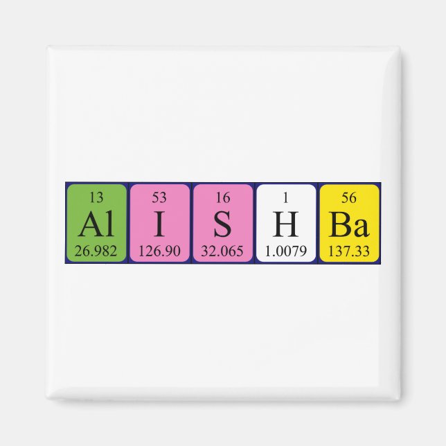 Alishba periodic table name magnet (Front)