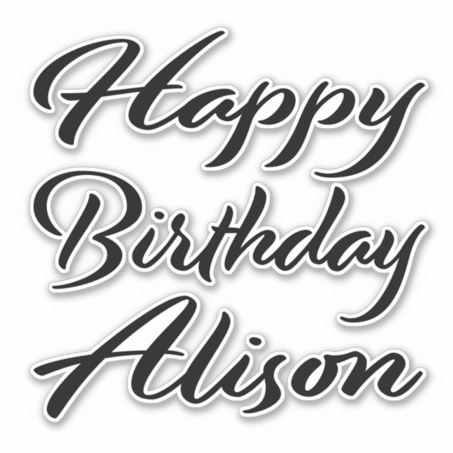 Alison name first name black Sticker birthday (Front)