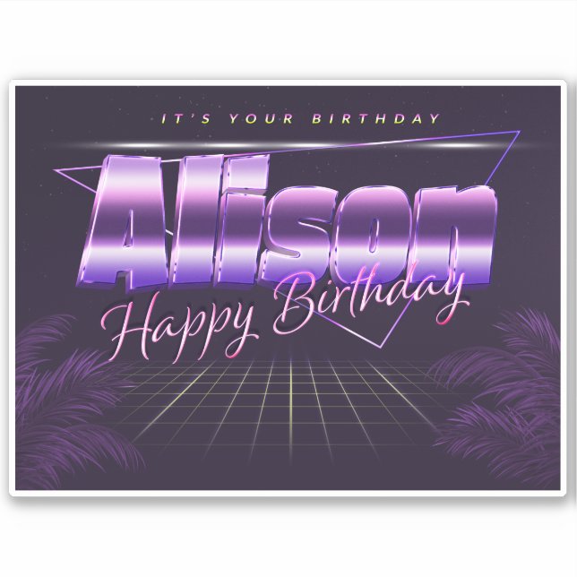 Alison Name First name lila retro Sticker Birthday (Front)