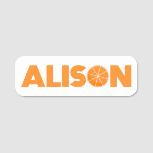 Alison Orange Name Tag