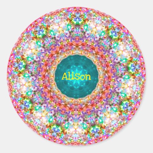 ALISON  Sweet Floral Pattern  Personalized   Classic Round Sticker
