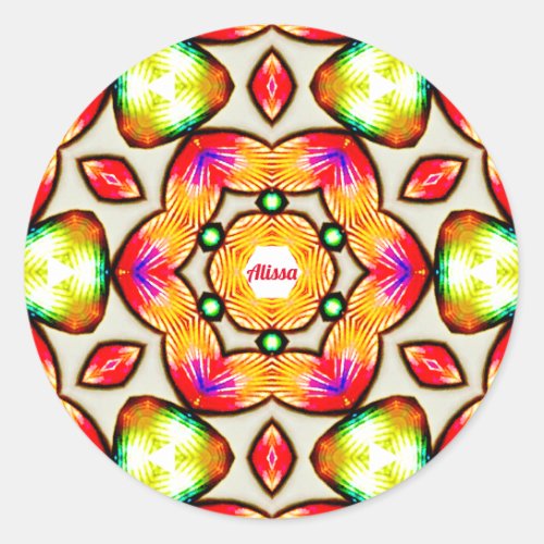 ALISSA  Bright Shell Pattern  Personalised Classic Round Sticker