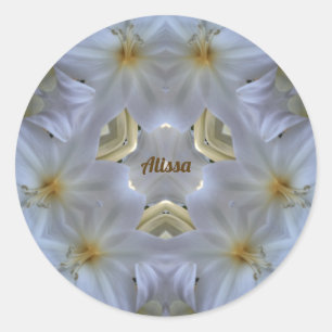 ALISSA ~ EASTER LILY WHITE RELIGIOUS ~ CLASSIC ROUND STICKER