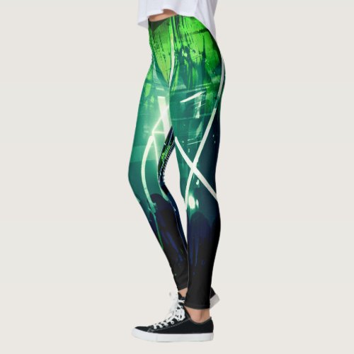 Alistra Cyber Punk Neon Rave Synth Green Leggings