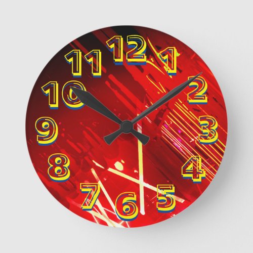 Alistra Electronic Cyber Punk Neon Fire Red Round Clock