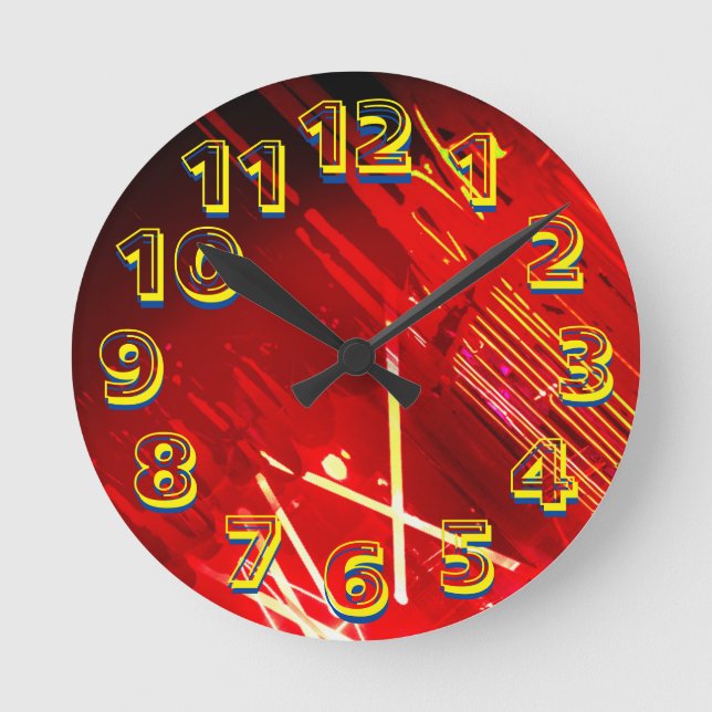 Alistra Electronic Cyber Punk Neon Fire Red Round Clock (Front)