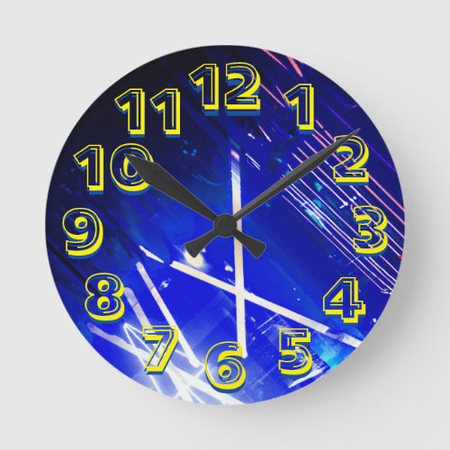 Alistra Electronic Cyber Punk Neon Rave Blue Round Clock