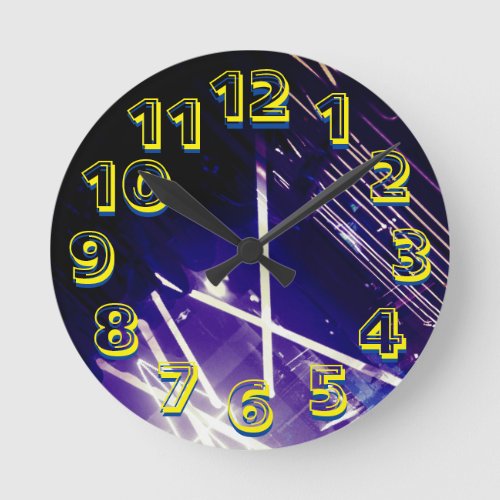 Alistra Electronic Cyber Punk Neon Rave Purple Round Clock