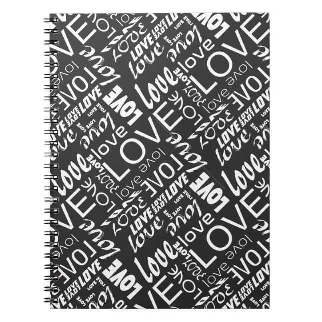 Alive Black and White Gallery Love Words Art Notebook (Front)