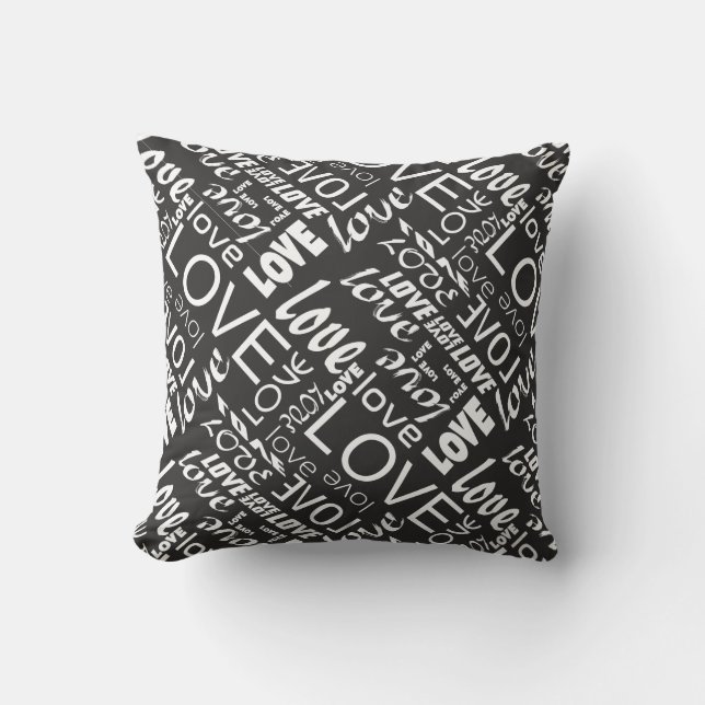 Alive Black and White Gallery Love Words Art Throw Pillow (Front)