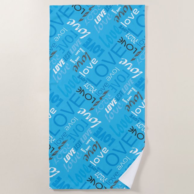 Alive Cyan Gallery Love Words Art Beach Towel (Front)
