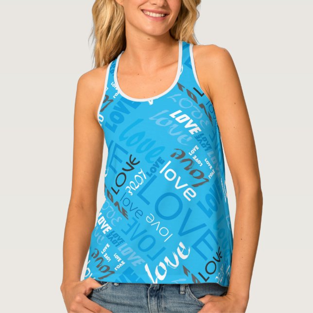 Alive Cyan Gallery Love Words Art Tank Top (Front)
