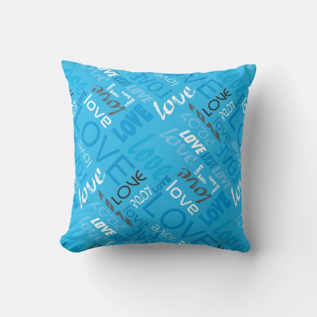 Alive Cyan Gallery Love Words Art Throw Pillow (Front)