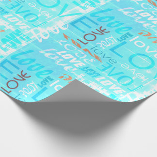Alive Cyan Gallery Love Words Art Wrapping Paper
