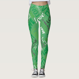 Alive Green Gallery Love Words Art Leggings