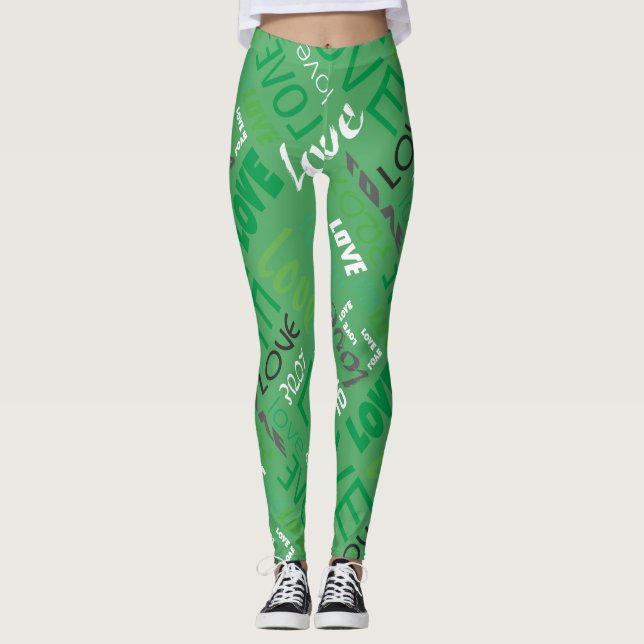 Alive Green Gallery Love Words Art Leggings (Front)