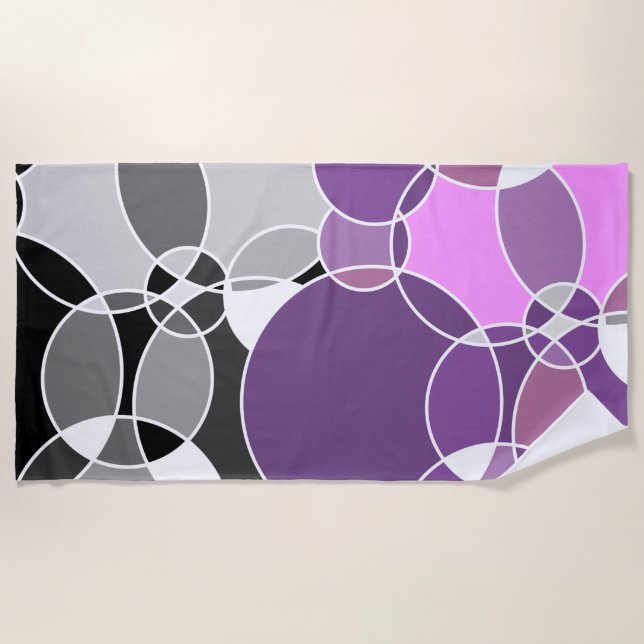 Alive Grey Geometric Overlapped Circles Beach Towel (Front)