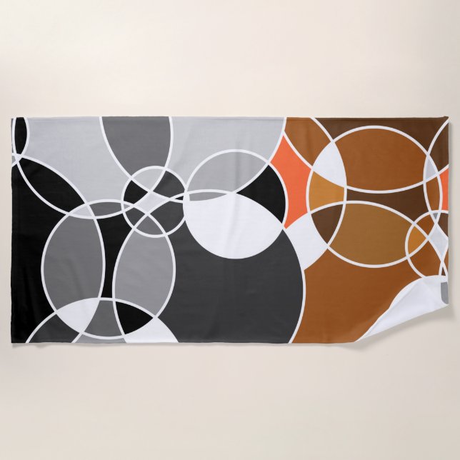 Alive Grey Geometric Overlapped Circles Beach Towel (Front)