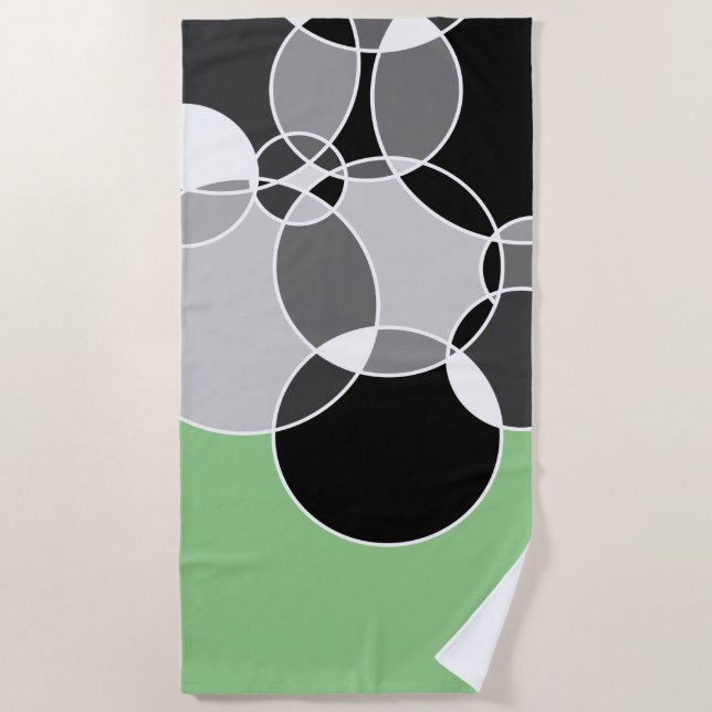Alive Grey Geometric Overlapped Circles Beach Towel (Front)