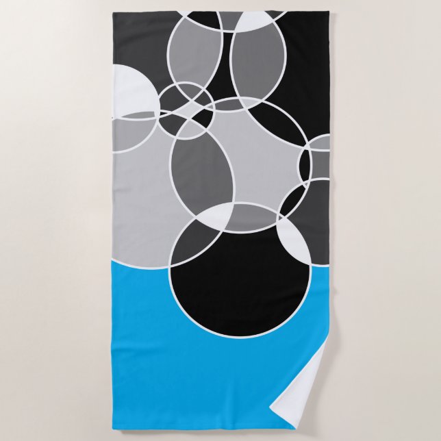 Alive Grey Geometric Overlapped Circles Beach Towel (Front)
