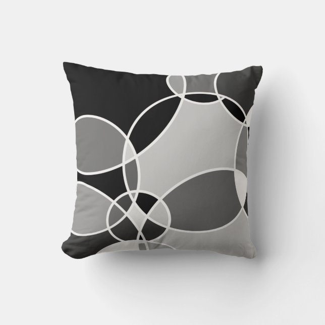 Alive Grey Geometric Overlapped Circles Throw Pillow (Front)