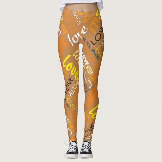 Alive Orange Gallery Love Words Art Leggings (Front)