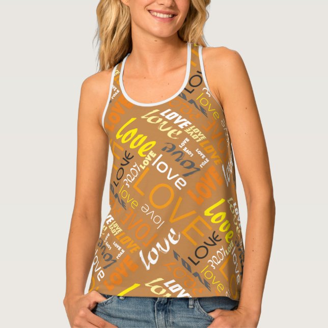 Alive Orange Gallery Love Words Art Tank Top (Front)