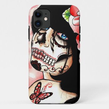 Alive Sugar Skull Girl Iphone 11 Case by NeverDieArt at Zazzle
